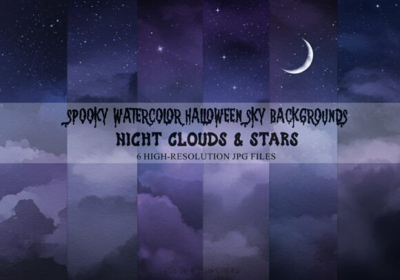 Download Spooky Watercolor Halloween Sky Pack - Premium Resources