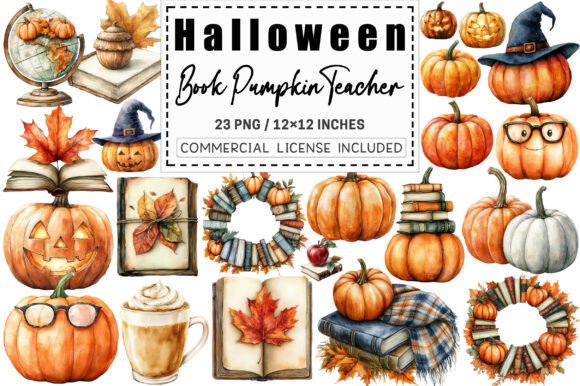 Download Fall Halloween Book Pumpkin Teacher PNG. - Premium Resources