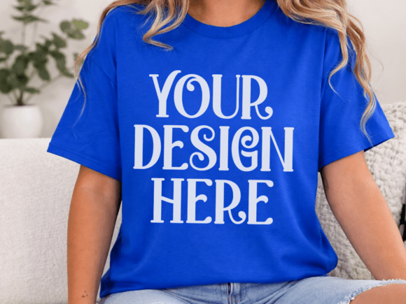 Download Gildan 5000 Royal Blue T-Shirt Mockup - Premium Bundle